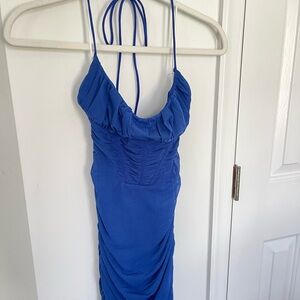 Cobalt Blue Corset Ruched Mini Dress